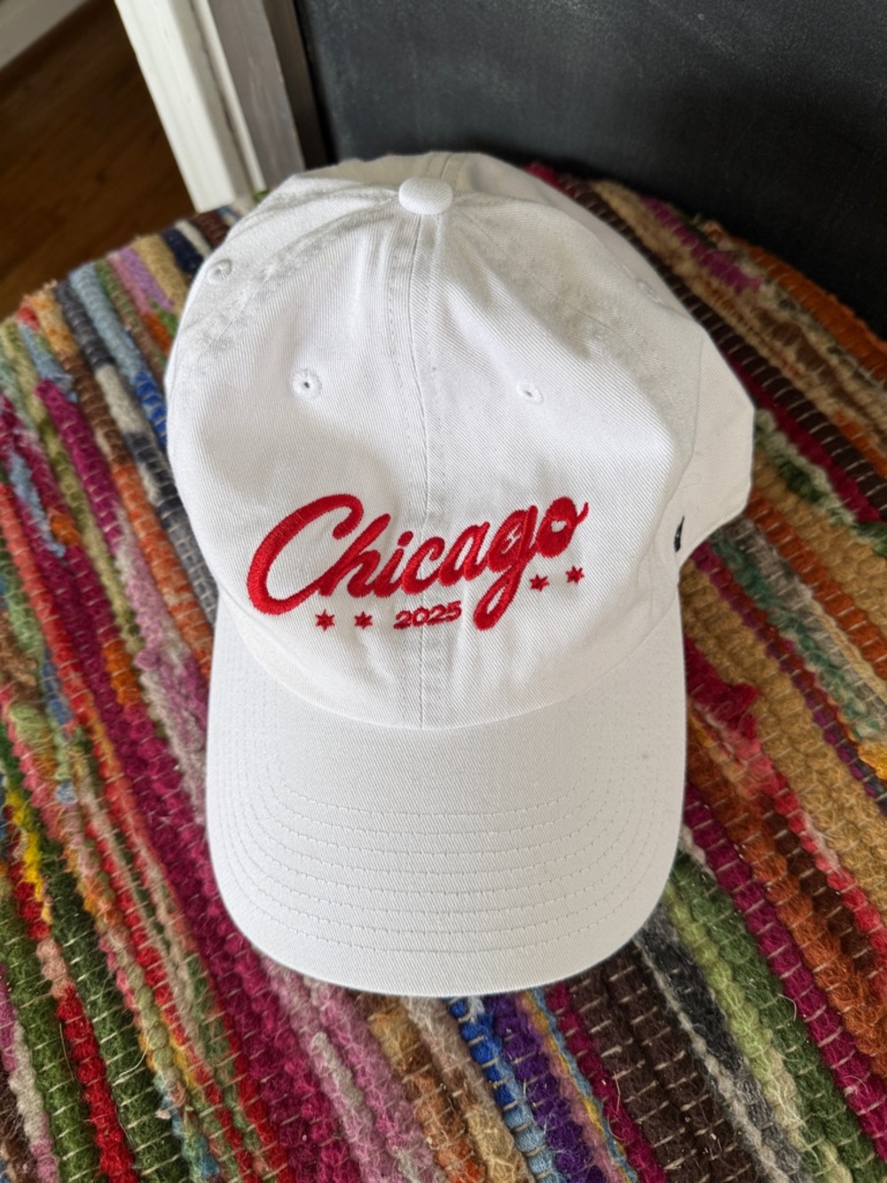White "Chicago Marathon 2025" Embroidered Baseball Cap